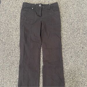 Women’s Mid Low Rise Boyfriend Brown Cargo Pants Wide leg Lose Dahlia Collection